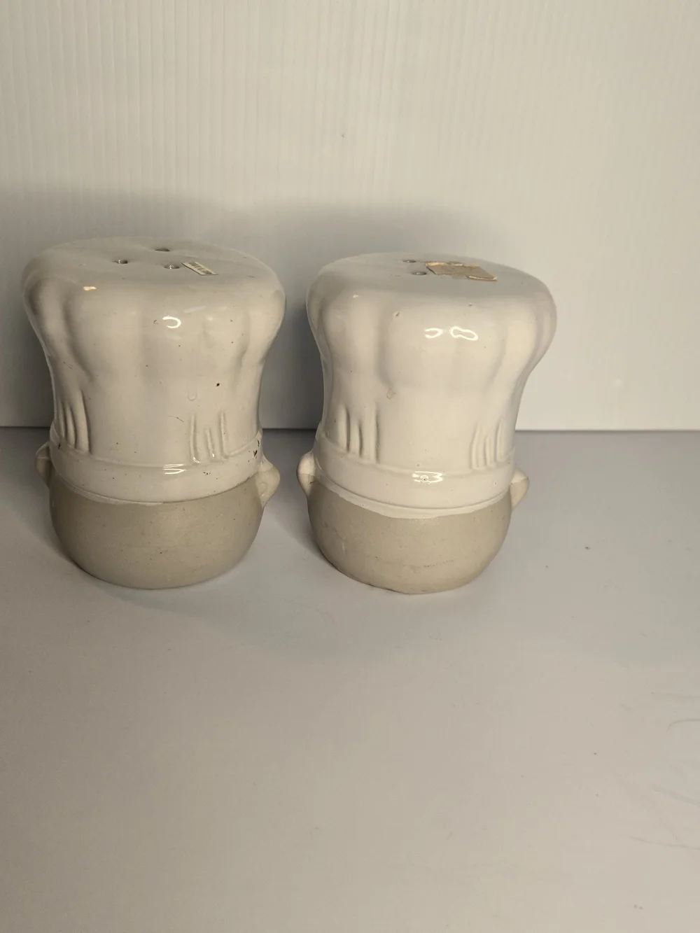 Chef Hat Ceramic Salt and Pepper Shakers - White